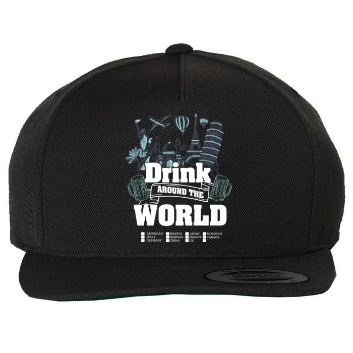 Around The World Traveler Cool Gift Wool Snapback Cap