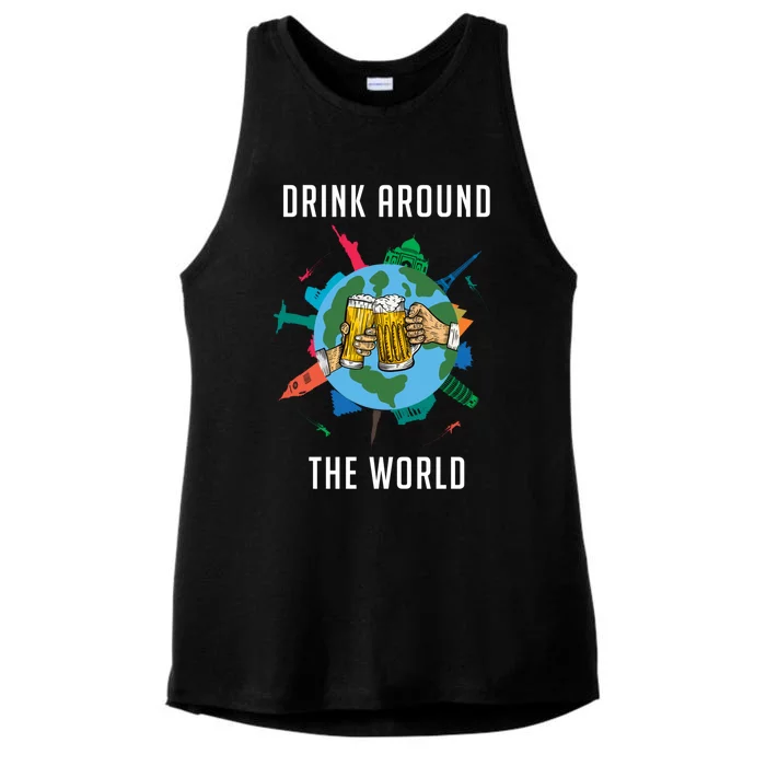 Around The World Vacation Ing Beer Traveler Gift Ladies Tri-Blend Wicking Tank