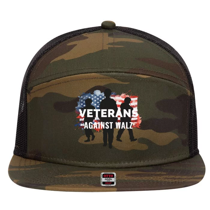 Anti Tim Walz Stolen Valor Veterans Against Walz 7 Panel Mesh Trucker Snapback Hat