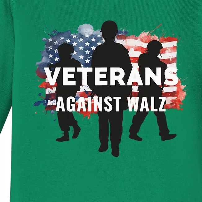 Anti Tim Walz Stolen Valor Veterans Against Walz Baby Long Sleeve Bodysuit