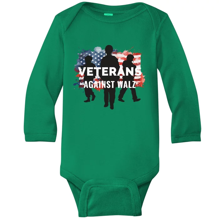 Anti Tim Walz Stolen Valor Veterans Against Walz Baby Long Sleeve Bodysuit