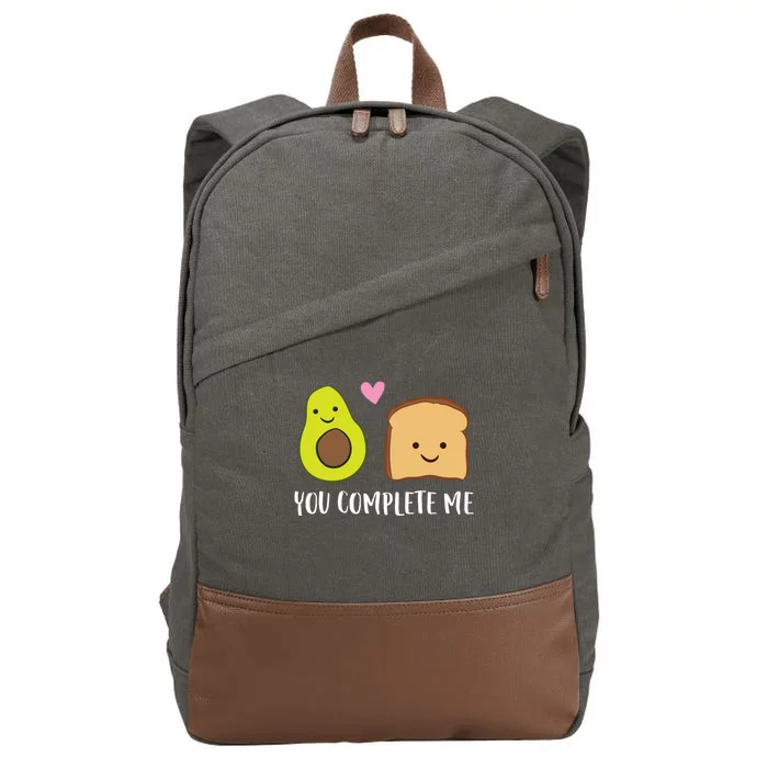 Avocado Toast You Complete Me Valentines Day Avocado Toast Cotton Canvas Backpack