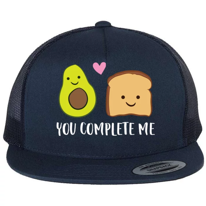 Avocado Toast You Complete Me Valentines Day Avocado Toast Flat Bill Trucker Hat