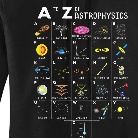 A To Z Funny Astronomy Lovers Astrophysics Astronomers Women's Pullover Hoodie