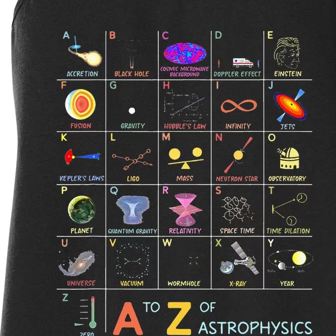 A To Z Funny Astronomy Lover Astrophysics Astronomer Women's Racerback Tank