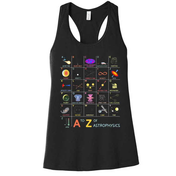 A To Z Funny Astronomy Lover Astrophysics Astronomer Women's Racerback Tank