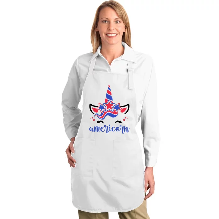 American Unicorn 4th Of July Full-Length Apron With Pocket