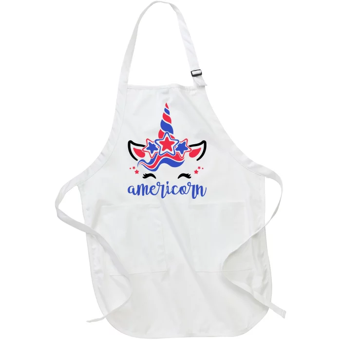 American Unicorn 4th Of July Full-Length Apron With Pocket