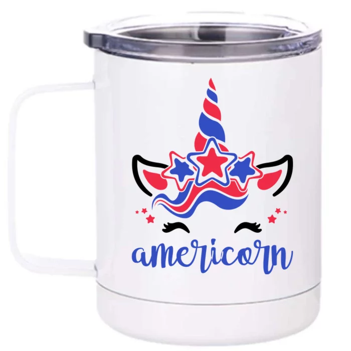 American Unicorn 4th Of July Front & Back 12oz Stainless Steel Tumbler Cup