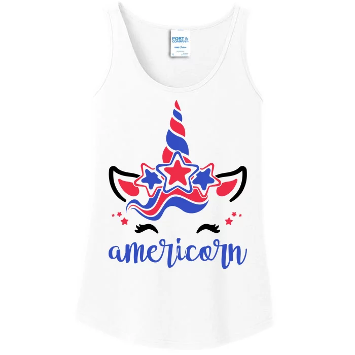 American Unicorn 4th Of July Ladies Essential Tank