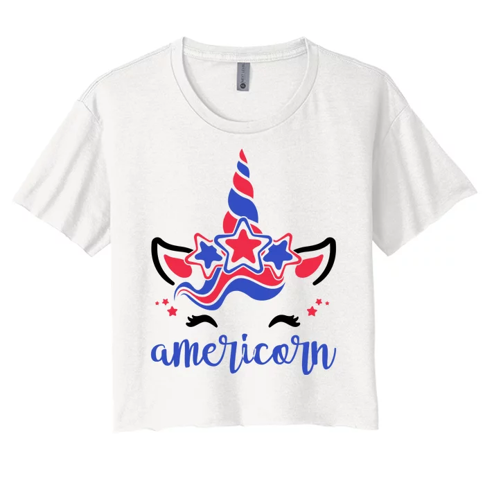 American Unicorn 4th Of July Women's Crop Top Tee