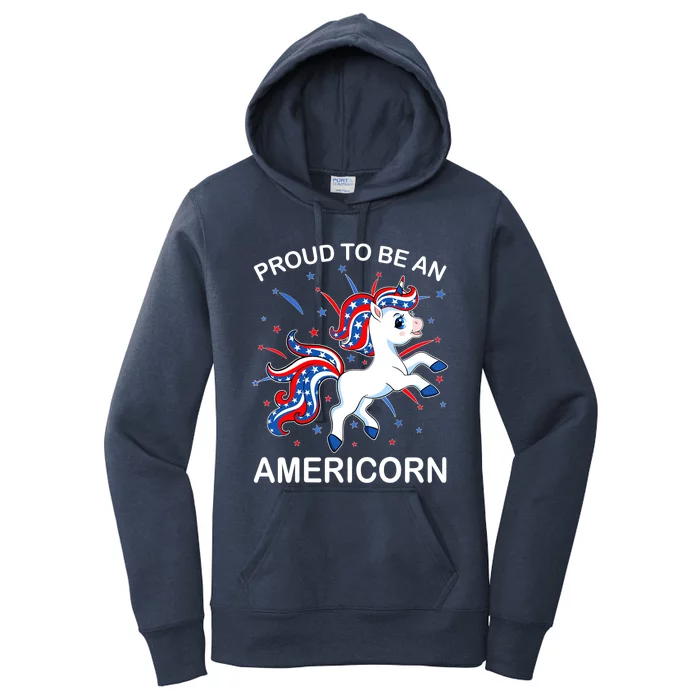 Americorn Unicorn 4th of July Girl Americorn Merica Women's Pullover Hoodie