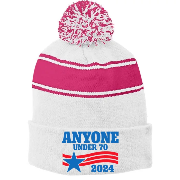 Anyone Under 70 Campaign 2024 Stripe Pom Pom Beanie