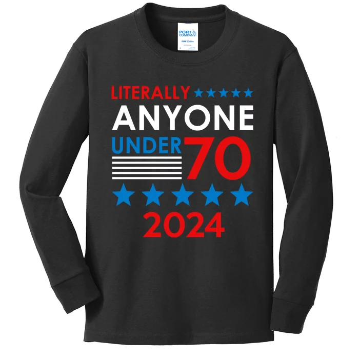 Anyone Under 80 70 2024 Election President Congress Term Kids Long Sleeve Shirt