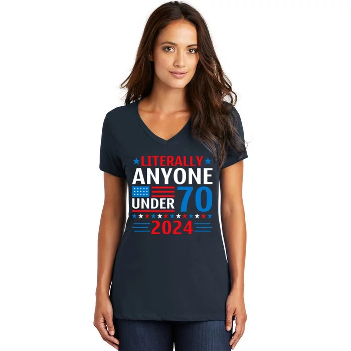 Anyone Under 80 70 2024 Election President Congress Term Women's V-Neck T-Shirt