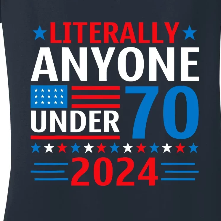 Anyone Under 80 70 2024 Election President Congress Term Women's V-Neck T-Shirt