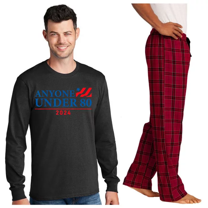 Anyone Under 80 2024 FUNNY Long Sleeve Pajama Set