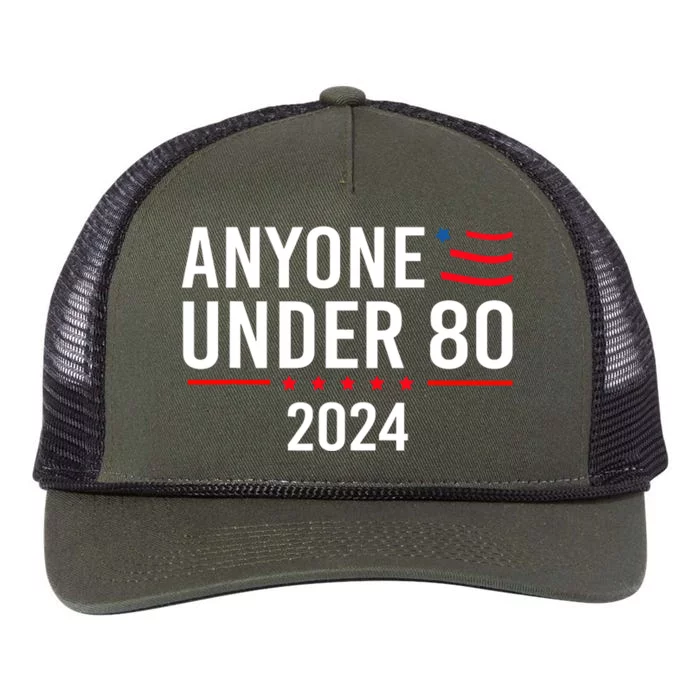 Anyone Under 80 2024 Funny Political Gift Retro Rope Trucker Hat Cap