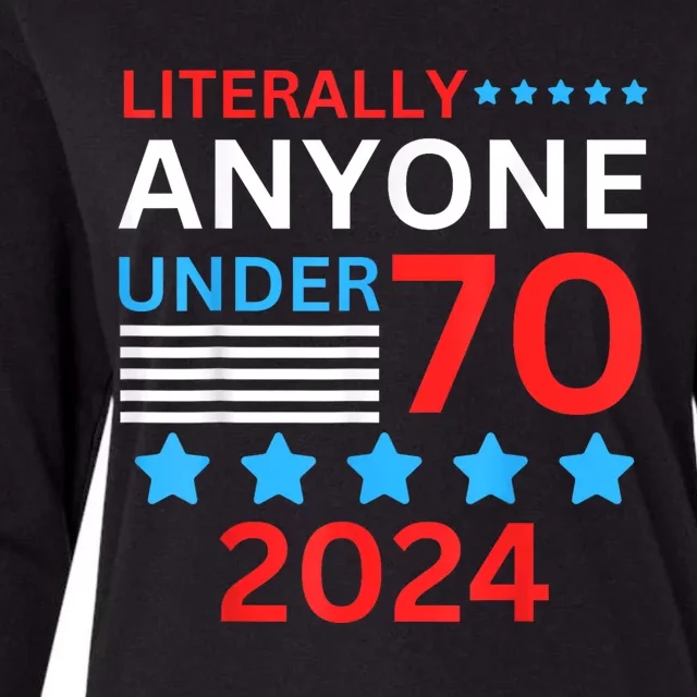 Anyone Under 80 70 2024 Election President Congress Term Womens Cotton Relaxed Long Sleeve T-Shirt