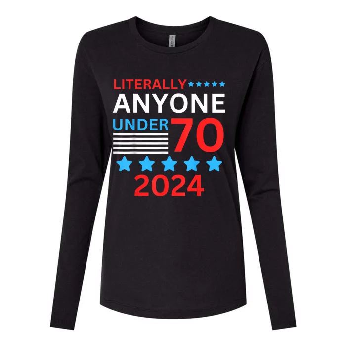 Anyone Under 80 70 2024 Election President Congress Term Womens Cotton Relaxed Long Sleeve T-Shirt