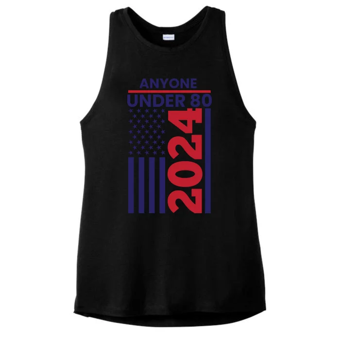 Anyone Under 80 Funny 2024 Ladies Tri-Blend Wicking Tank