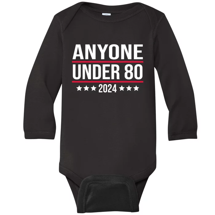 Anyone Under 80 2024 President Election Vote Trending Baby Long Sleeve Bodysuit