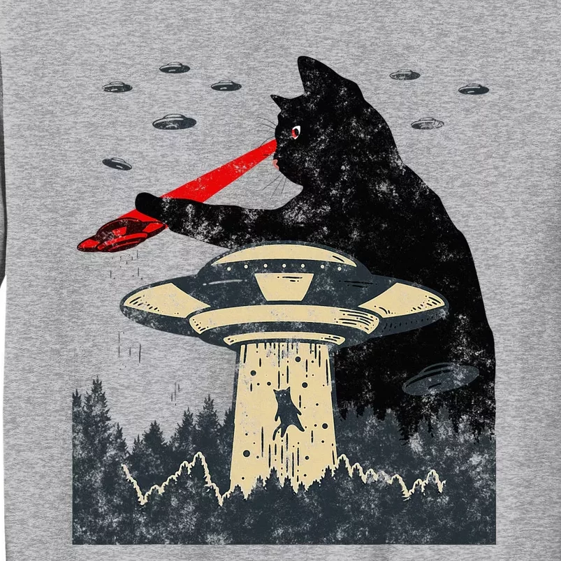 Alien Ufo Abduction Laser Eye Funny Cat Tall Sweatshirt