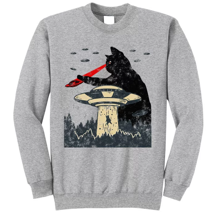 Alien Ufo Abduction Laser Eye Funny Cat Tall Sweatshirt