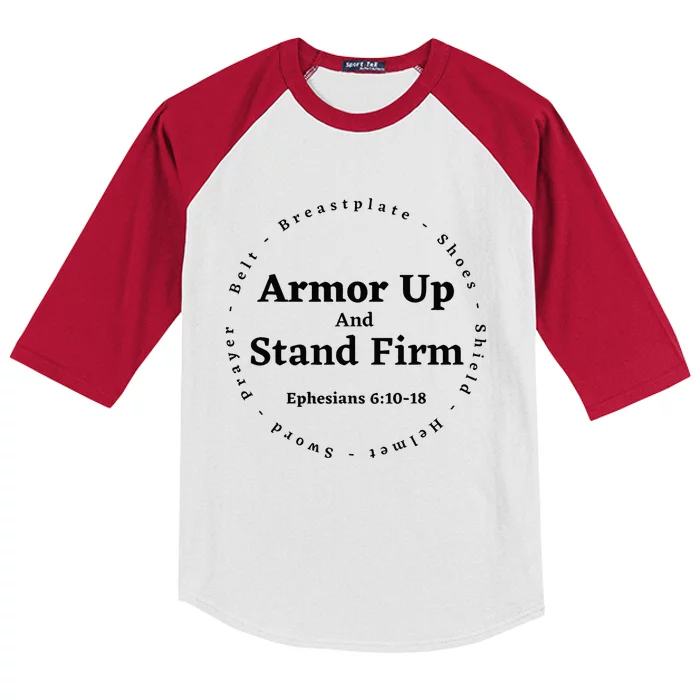 Armor Up Apparel Armor Up Stand Firm Ephesians 61018 Kids Colorblock Raglan Jersey