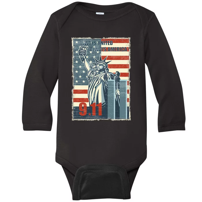 Always United Always America. We Will Never Forget 9/11 Baby Long Sleeve Bodysuit