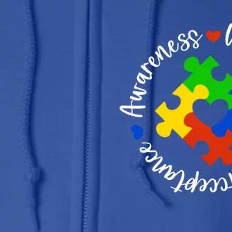 Awareness Understanding Acceptance Autism Awareness Month Cute Gift Full Zip Hoodie