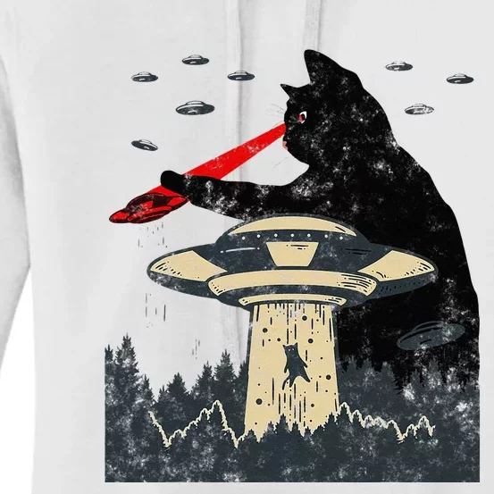 Alien UFO Abduction Laser Eye Funny Cat Women's Pullover Hoodie