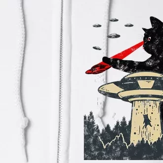 Alien UFO Abduction Laser Eye Funny Cat Full Zip Hoodie