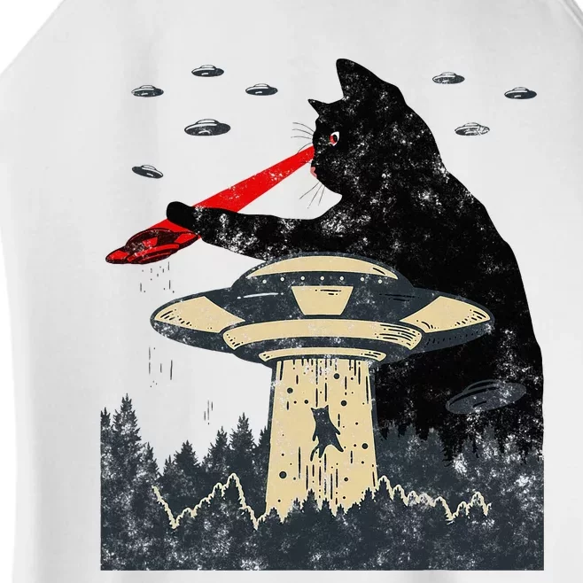 Alien Ufo Abduction Laser Eye Funny Cat Women’s Perfect Tri Rocker Tank