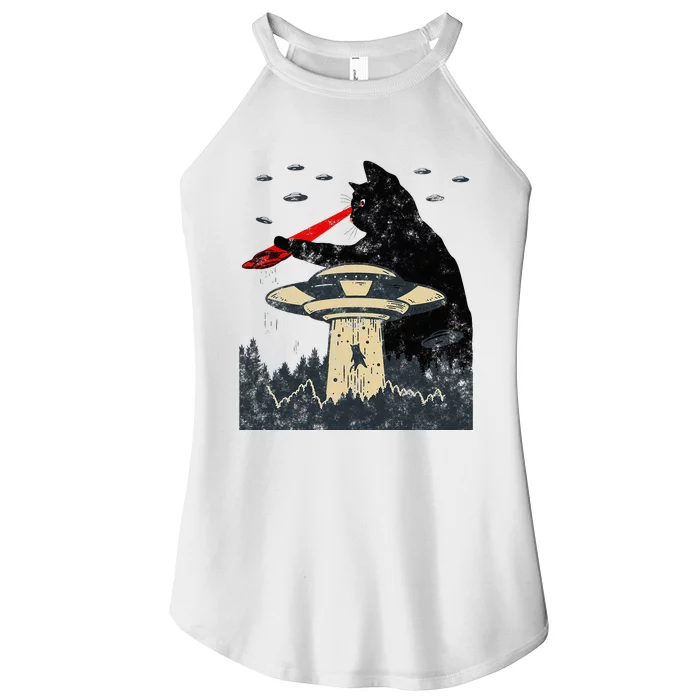 Alien Ufo Abduction Laser Eye Funny Cat Women’s Perfect Tri Rocker Tank