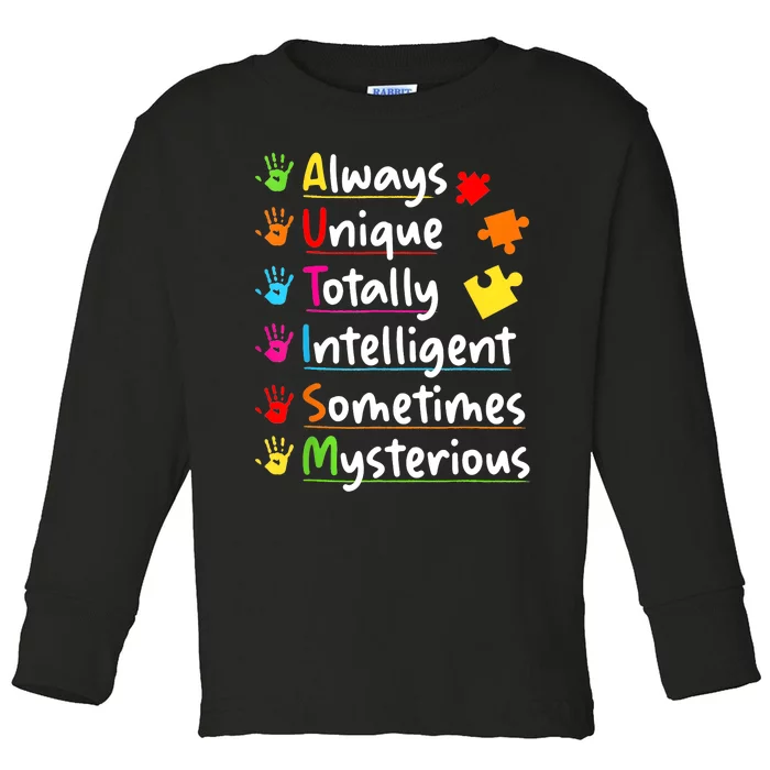 Always Unique Autism Awareness Totally Intelligent Toddler Long Sleeve Shirt