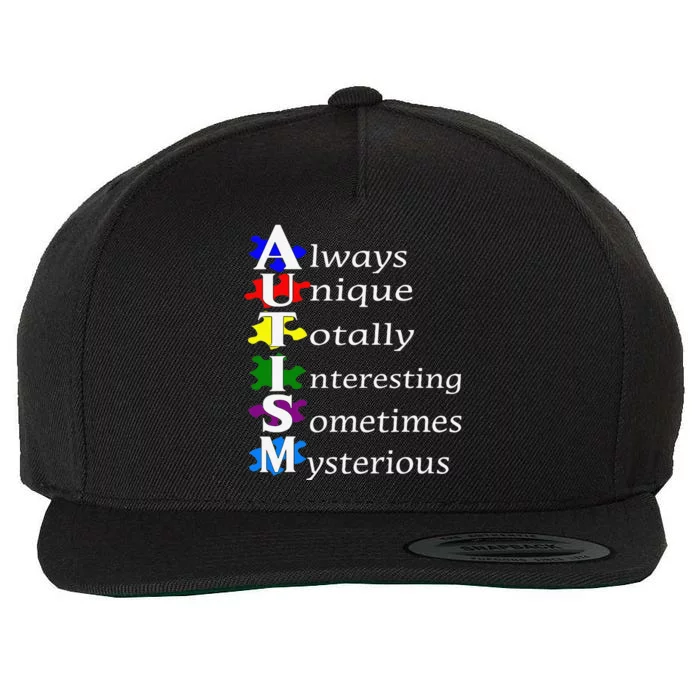 Always Unique Awesome Autism Awareness Supporters Gift Wool Snapback Cap