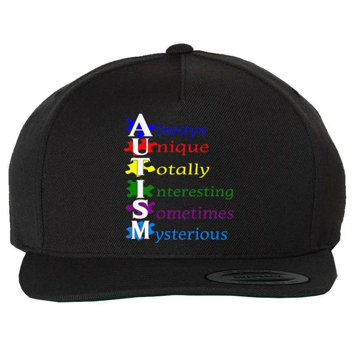 Always Unique Awesome Autism Awareness Supporters Wool Snapback Cap