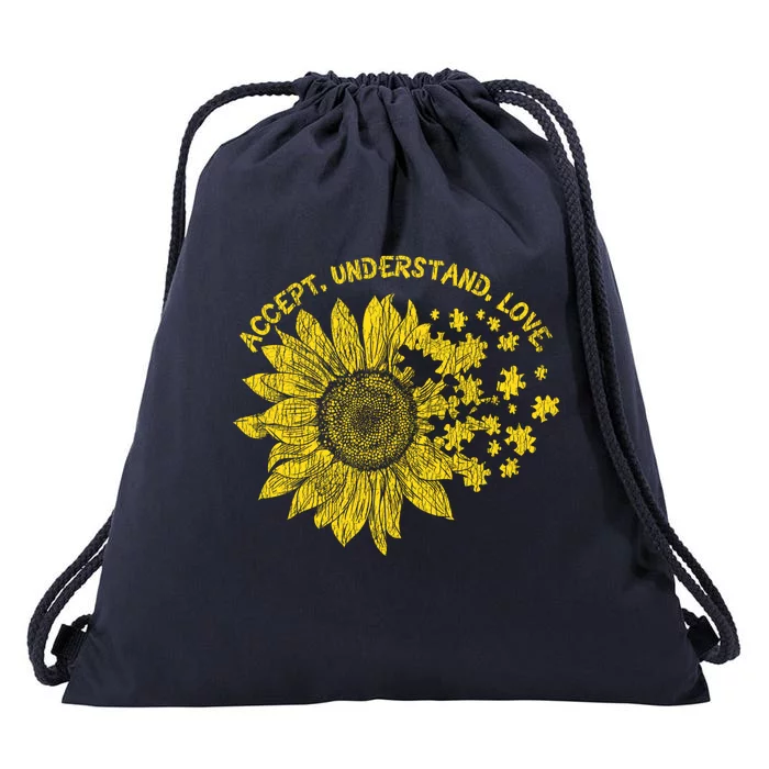 Accept Understand Autistic Support Autism Awareness Cute Gift Drawstring Bag