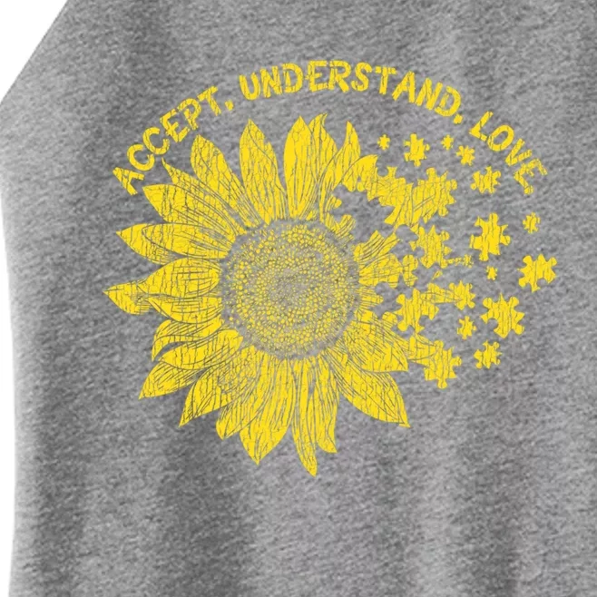 Accept Understand Autistic Support Autism Awareness Cute Gift Women’s Perfect Tri Rocker Tank