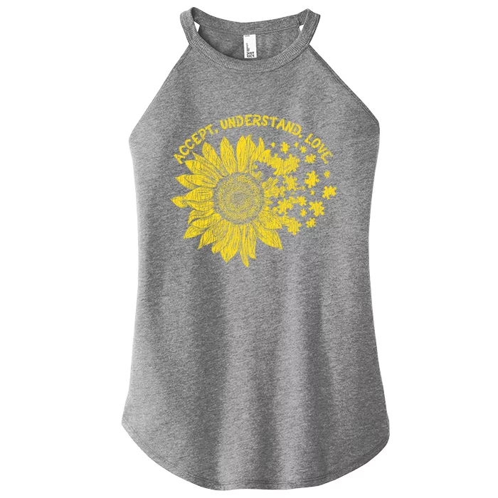 Accept Understand Autistic Support Autism Awareness Cute Gift Women’s Perfect Tri Rocker Tank