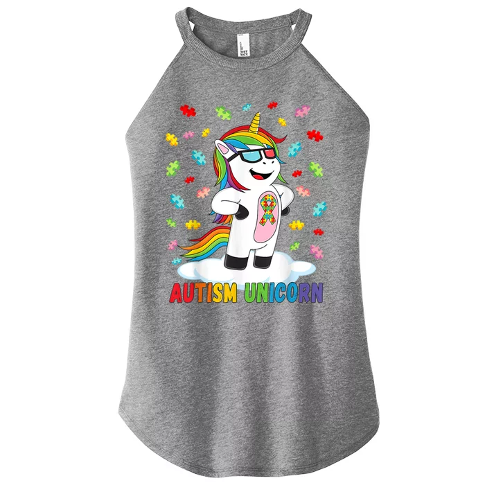 Autism Unicorn Autism Awareness Puzzle Gift Women’s Perfect Tri Rocker Tank