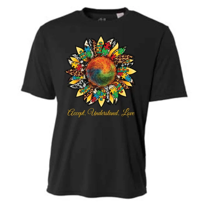 Accept Understand And Love Autism Awareness Sunflower Cooling Performance Crew T-Shirt