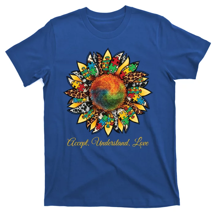 Accept Understand And Love Autism Awareness Sunflower T-Shirt