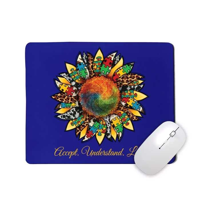 Accept Understand And Love Autism Awareness Sunflower Mousepad