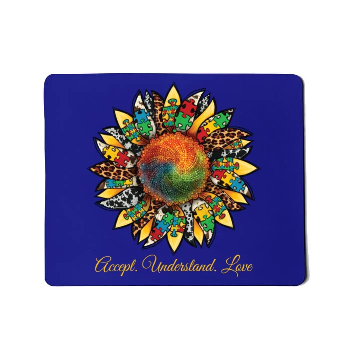 Accept Understand And Love Autism Awareness Sunflower Mousepad