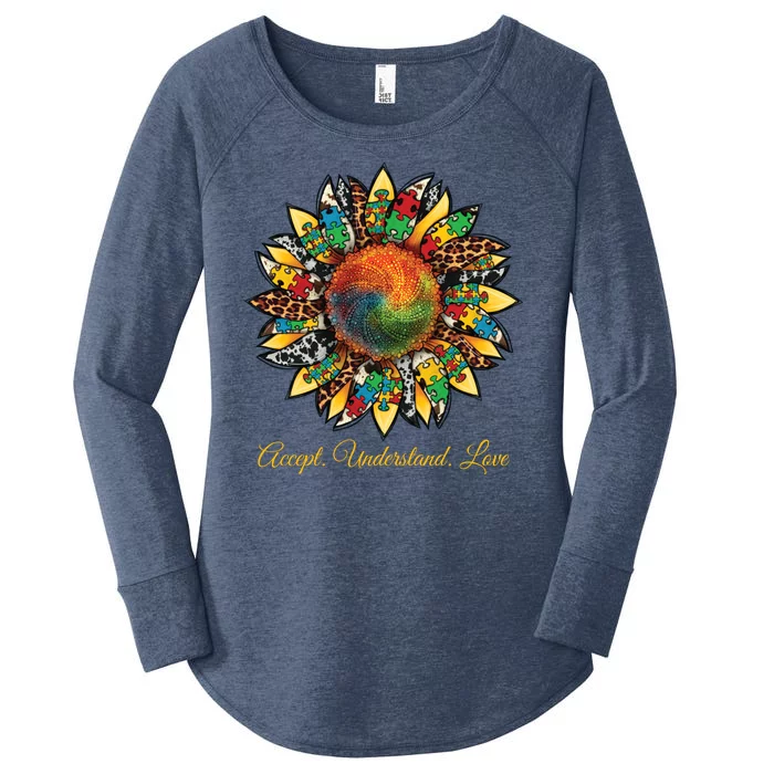 Accept Understand And Love Autism Awareness Sunflower Women's Perfect Tri Tunic Long Sleeve Shirt