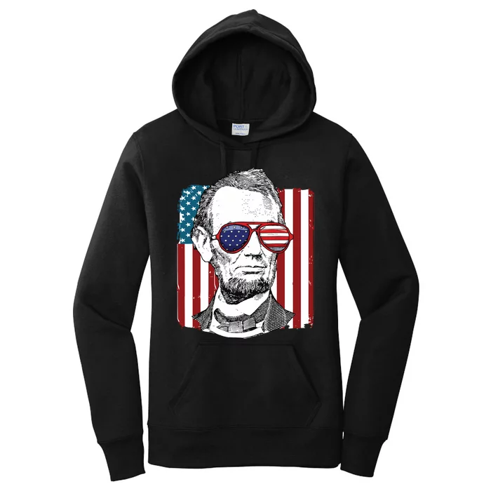 America Usa Abe Lincoln 4th Of July Women's Pullover Hoodie