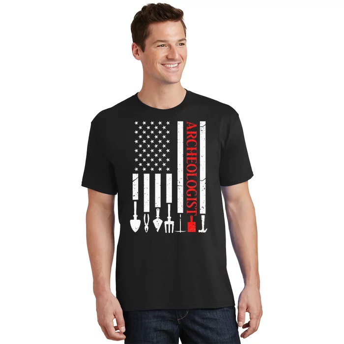 Archeologist USA American Flag Archeology Patriotic T-Shirt