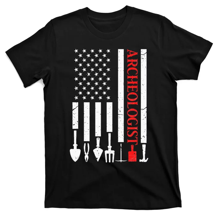 Archeologist USA American Flag Archeology Patriotic T-Shirt